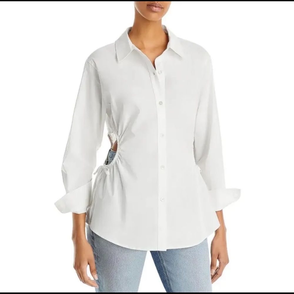 Rails Womens Cristiana Tencel Blend Cut-Out Tunic Top Shirt White Size XS